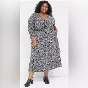 Lane Bryant Surplice Neck Fit & Flare Jersey Midi Dress 22/24